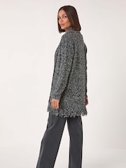 Roman Grey Textured Fringe Cardigan - Image 3 of 5