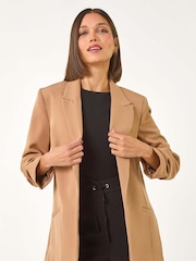 Roman Natural Tailored Ruched Sleeve Stretch Jacket - Image 4 of 5
