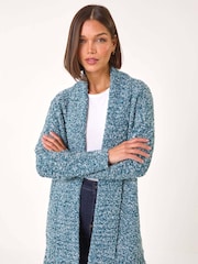 Roman Blue Textured Fringe Cardigan - Image 1 of 5