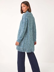Roman Blue Textured Fringe Cardigan - Image 4 of 5