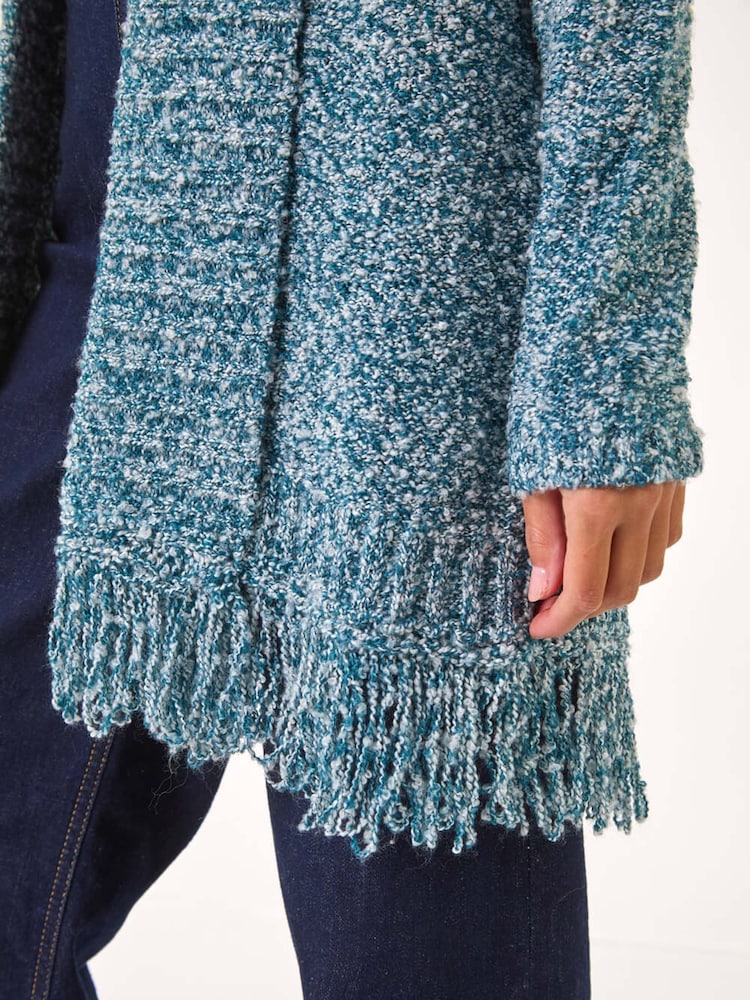 Roman Blue Textured Fringe Cardigan - Image 5 of 5