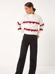 Roman Pink Stripe Heart Cowl Neck Knit Jumper - Image 3 of 5