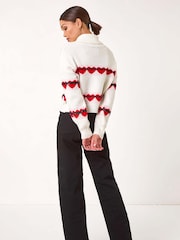 Roman Pink Stripe Heart Cowl Neck Knit Jumper - Image 4 of 5
