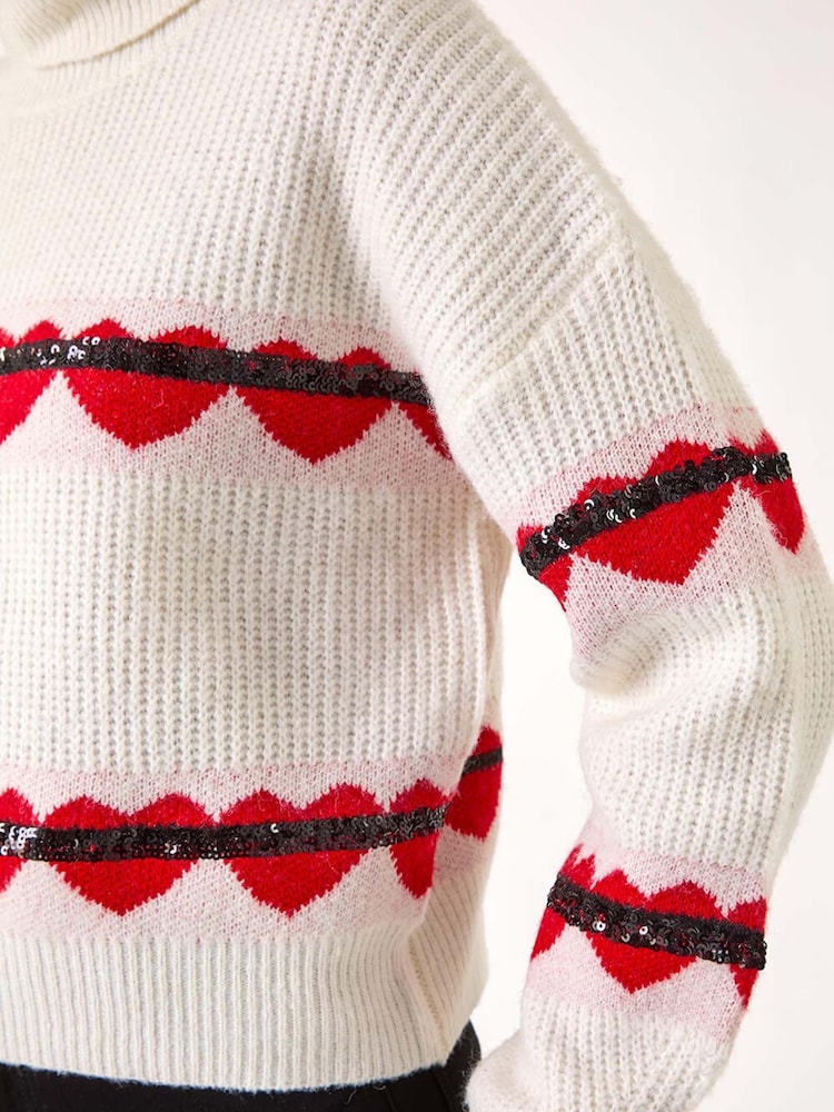 Roman Pink Stripe Heart Cowl Neck Knit Jumper - Image 5 of 5
