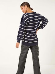 Roman Blue Stripe Print Knitted Jumper - Image 3 of 5