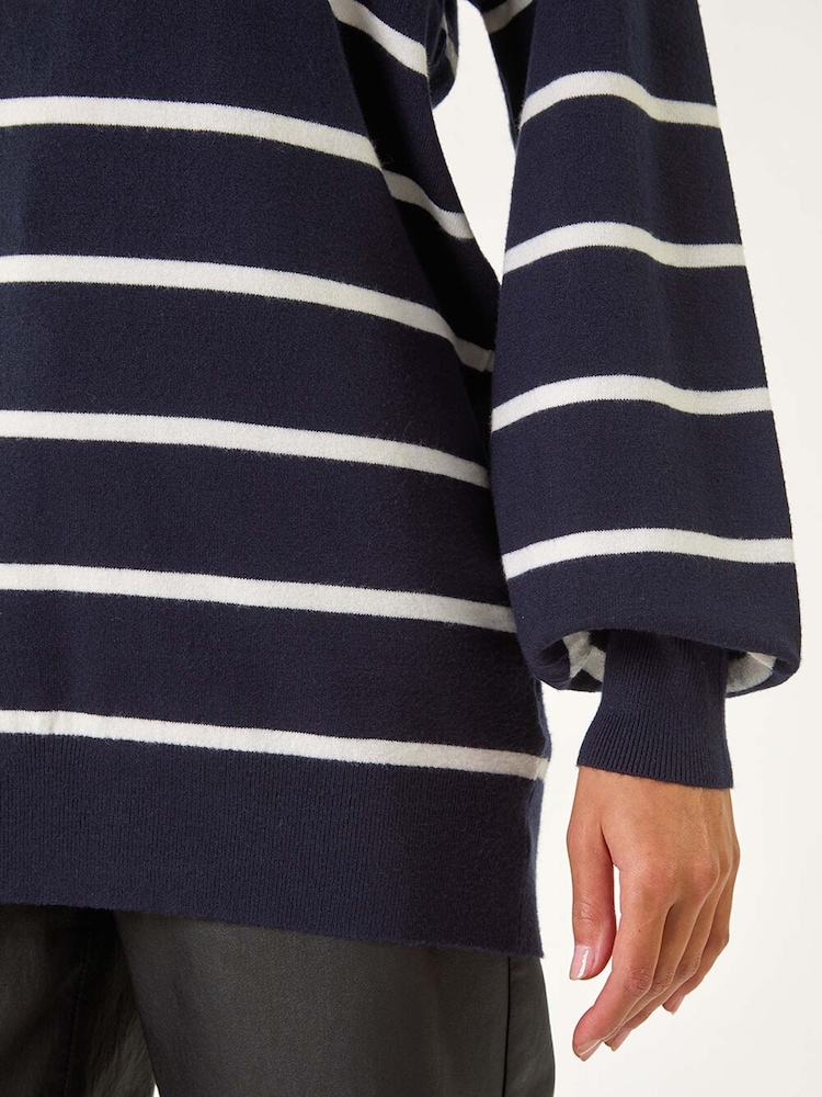 Roman Blue Stripe Print Knitted Jumper - Image 5 of 5