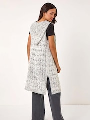 Roman Grey Textured Fluffy Knit Hooded Gilet - Image 2 of 5