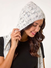 Roman Grey Textured Fluffy Knit Hooded Gilet - Image 4 of 5