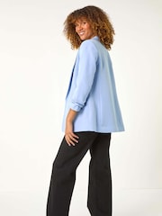 Roman Blue Tailored Ruched Sleeve Stretch Jacket - Image 2 of 5