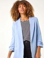 Roman Blue Tailored Ruched Sleeve Stretch Jacket - Image 3 of 5