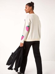 Roman White Strawberry Print Knitted Jumper - Image 3 of 5