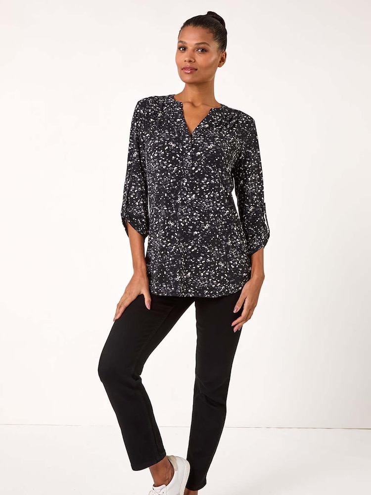 Roman Grey Speckled Print Stretch Shirt - Image 2 of 5