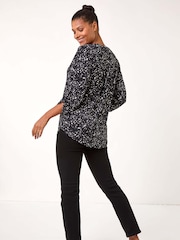 Roman Grey Speckled Print Stretch Shirt - Image 3 of 5