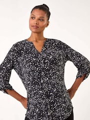 Roman Grey Speckled Print Stretch Shirt - Image 4 of 5