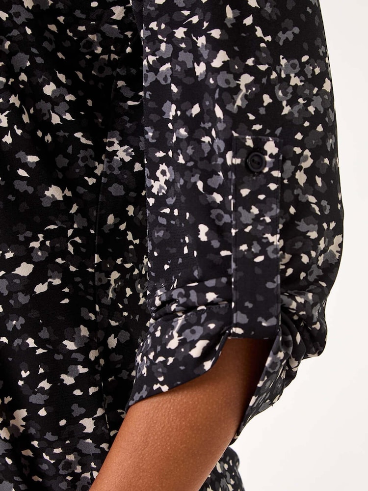 Roman Grey Speckled Print Stretch Shirt - Image 5 of 5