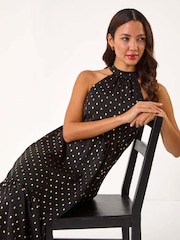 Roman Spot Print Halter Neck Midi Dress - Изображение 1 из 5