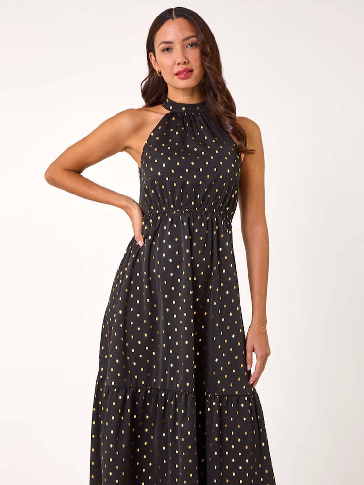 Roman Spot Print Halter Neck Midi Dress - Изображение 2 из 5