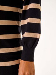 Roman Black Boyfriend Stripe V-Neck Knit Jumper - Image 5 of 5