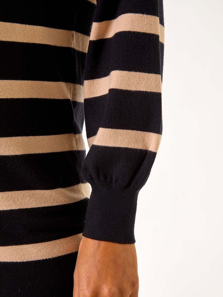 Roman Black Boyfriend Stripe V-Neck Knit Jumper - Image 5 of 5