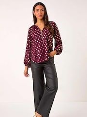 Roman Purple Spot Foil Print Blouse - Image 2 of 5