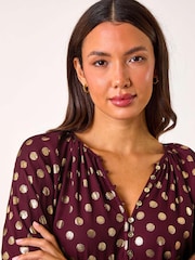 Roman Purple Spot Foil Print Blouse - Image 4 of 5