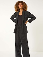 Roman Black Studded Velvet Tie Waist Jacket - Image 1 of 5