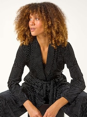 Roman Black Studded Velvet Tie Waist Jacket - Image 2 of 5