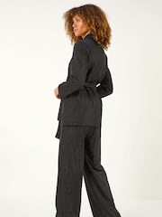 Roman Black Studded Velvet Tie Waist Jacket - Image 3 of 5