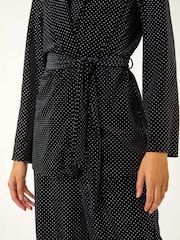 Roman Black Studded Velvet Tie Waist Jacket - Image 5 of 5