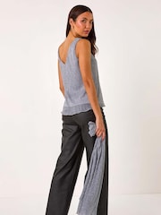 Roman Metallic V-Neck Metallic Spot Plisse Vest Top - Image 1 of 5