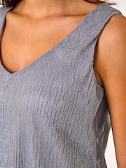 Roman Metallic V-Neck Metallic Spot Plisse Vest Top - Image 5 of 5