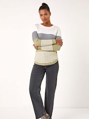 Roman Grey Textured Stripe Knitted Jumper - Image 2 of 5
