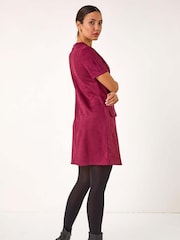 Roman Red Suedette Button Shift Stretch Dress - Image 3 of 5