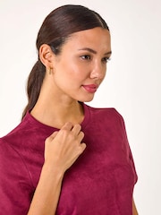 Roman Red Suedette Button Shift Stretch Dress - Image 4 of 5
