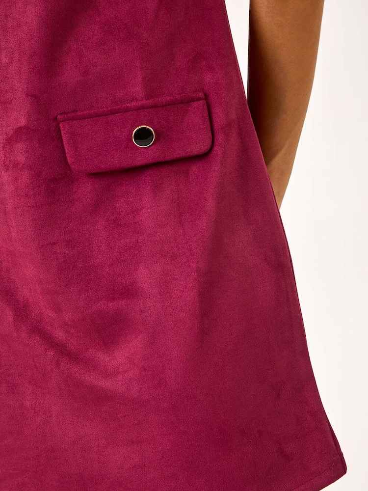 Roman Red Suedette Button Shift Stretch Dress - Image 5 of 5