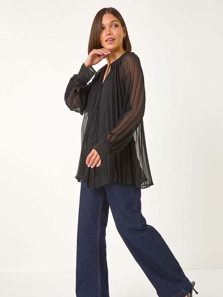 Roman V-Neck Pleated Blouse - Image 2 of 5