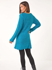 Roman Blue Textured Pocket Detail Longline Jumper - Image 3 of 5