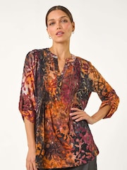 Roman Orange Textured Jersey Pintuck Shirt - Image 1 of 5