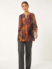 Roman Orange Textured Jersey Pintuck Shirt - Image 2 of 5