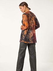 Roman Orange Textured Jersey Pintuck Shirt - Image 3 of 5