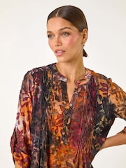 Roman Orange Textured Jersey Pintuck Shirt - Image 4 of 5