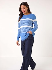 Roman Blue Striped Knitted Jumper - Image 1 of 5