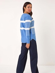 Roman Blue Striped Knitted Jumper - Image 2 of 5