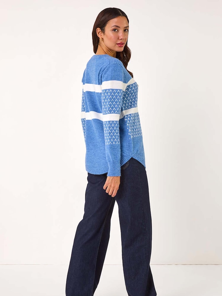 Roman Blue Striped Knitted Jumper - Image 2 of 5
