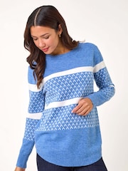 Roman Blue Striped Knitted Jumper - Image 3 of 5
