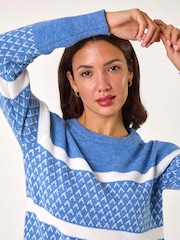 Roman Blue Striped Knitted Jumper - Image 4 of 5