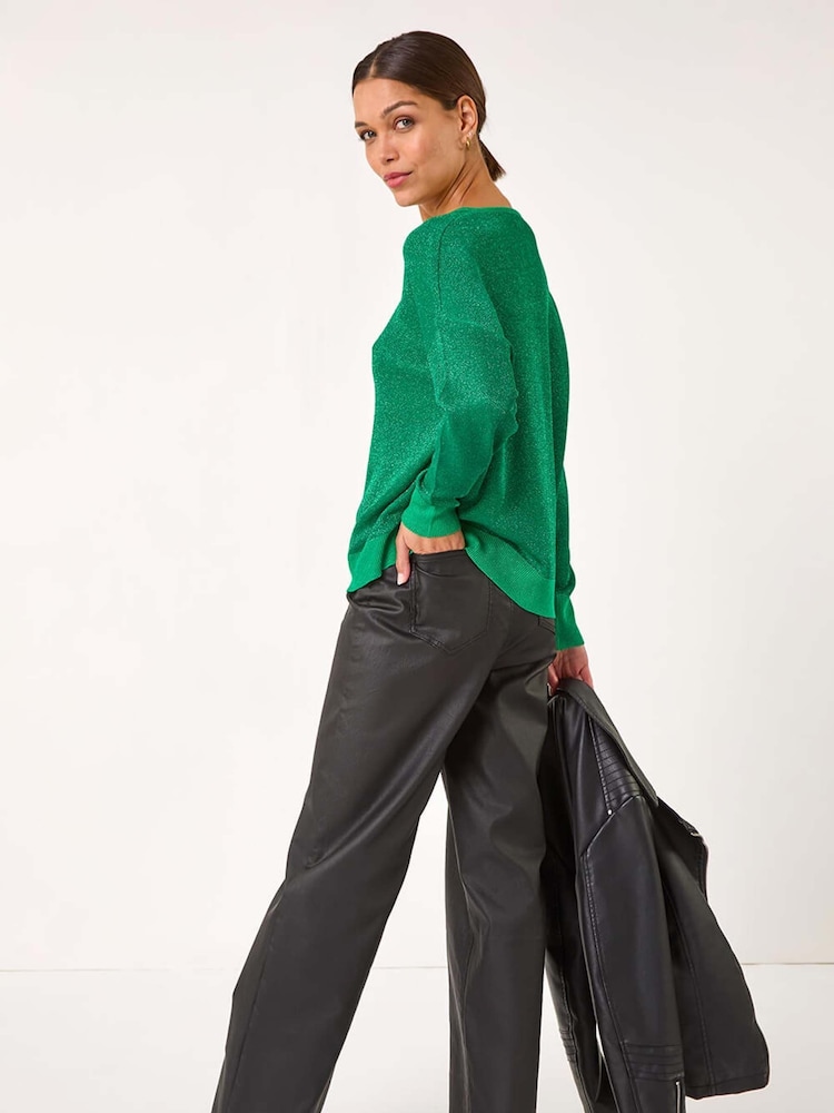 Roman Green V-Neckline Sparkle Knit Jumper - Image 2 of 5