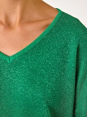 Roman Green V-Neckline Sparkle Knit Jumper - Image 5 of 5