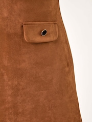 Roman Brown Suedette Button Shift Stretch Dress - Image 5 of 5
