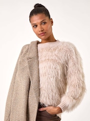 Roman Natural Striped Fluffy Knit Jumper - Image 2 of 5